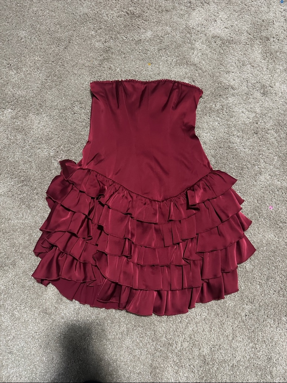 Strapless Ruffle Tiered Mini Dress